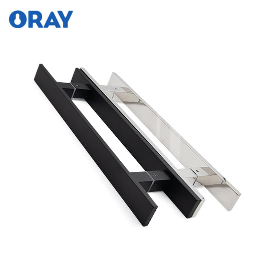 Modern Luxury H-Shape Square Tube Stainless Steel Glass Entrance Door Handle Black/Silver Flush Mount Pull for Hotels AD-DH019 - Oray Hardware
