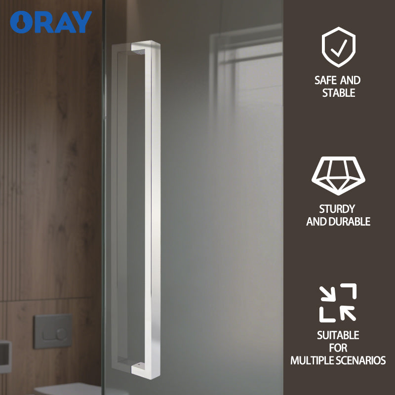 Frameless Glass Office Shower Room Bright Light 304 Stainless Steel H-Type Polished Rectangular Pipe Door Handle - Oray Hardware