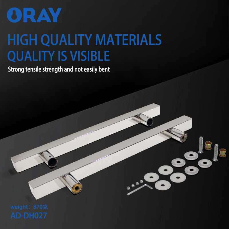Modern Luxury H-Shape Square Tube Stainless Steel Glass Entrance Door Handle Black/Silver Flush Mount Pull for Hotels AD-DH020 - Oray Hardware