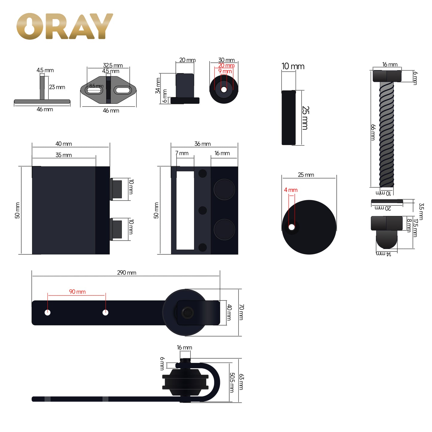 Single Wooden Sliding Door System Barn Door Hardware - Oray Hardware