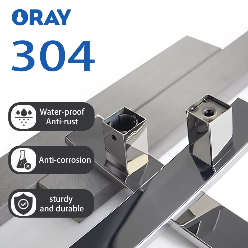 Glass Door Handle 304 Thick Stainless Steel Modern Simple Fashion Durable High Strength Office Bathroom Gym Supermarket - Oray Hardware
