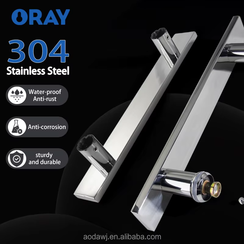 AD-DH021 Polished Stainless Steel 304 Door Handle Modern Glossy High Strength Anti-Fingerprint for Office Mall Workshop - Oray Hardware