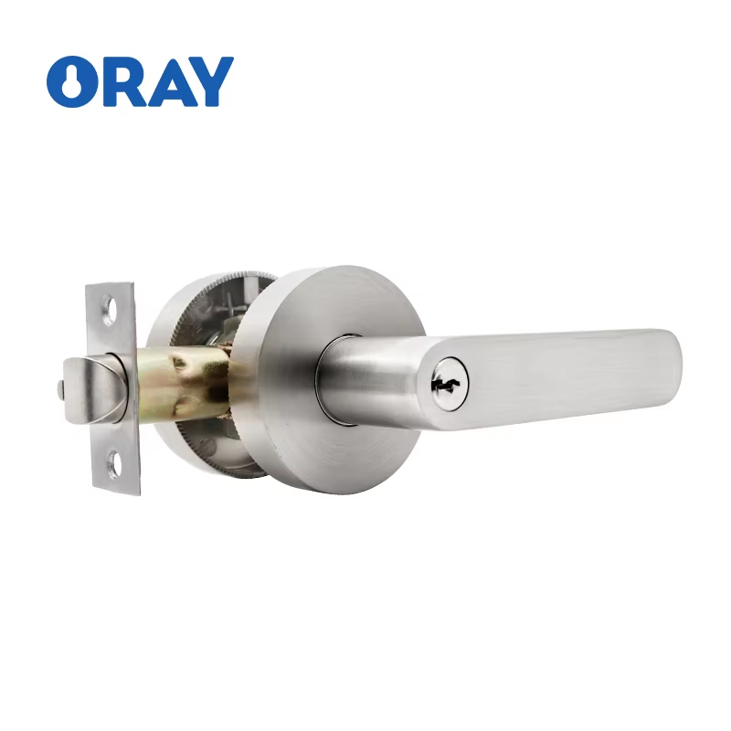 High Security Lock Aluminum Alloy Handle Lock Entrance Door With Key,Satin Nickel Tubular Leverset Lock - Oray Hardware