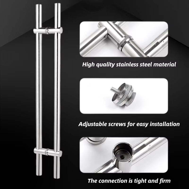 China Supplier Stainless Steel H Double Side Shower Glass Door Handle Modern Sturdy Sliding Drilling Pull Glass Door Accessory - Oray Hardware