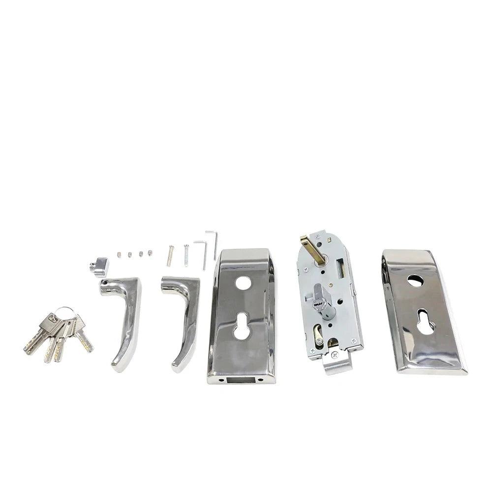 European Style Office Aluminum Frameless Swing Glass Door Lock Set With Handle - DoorLockMaster