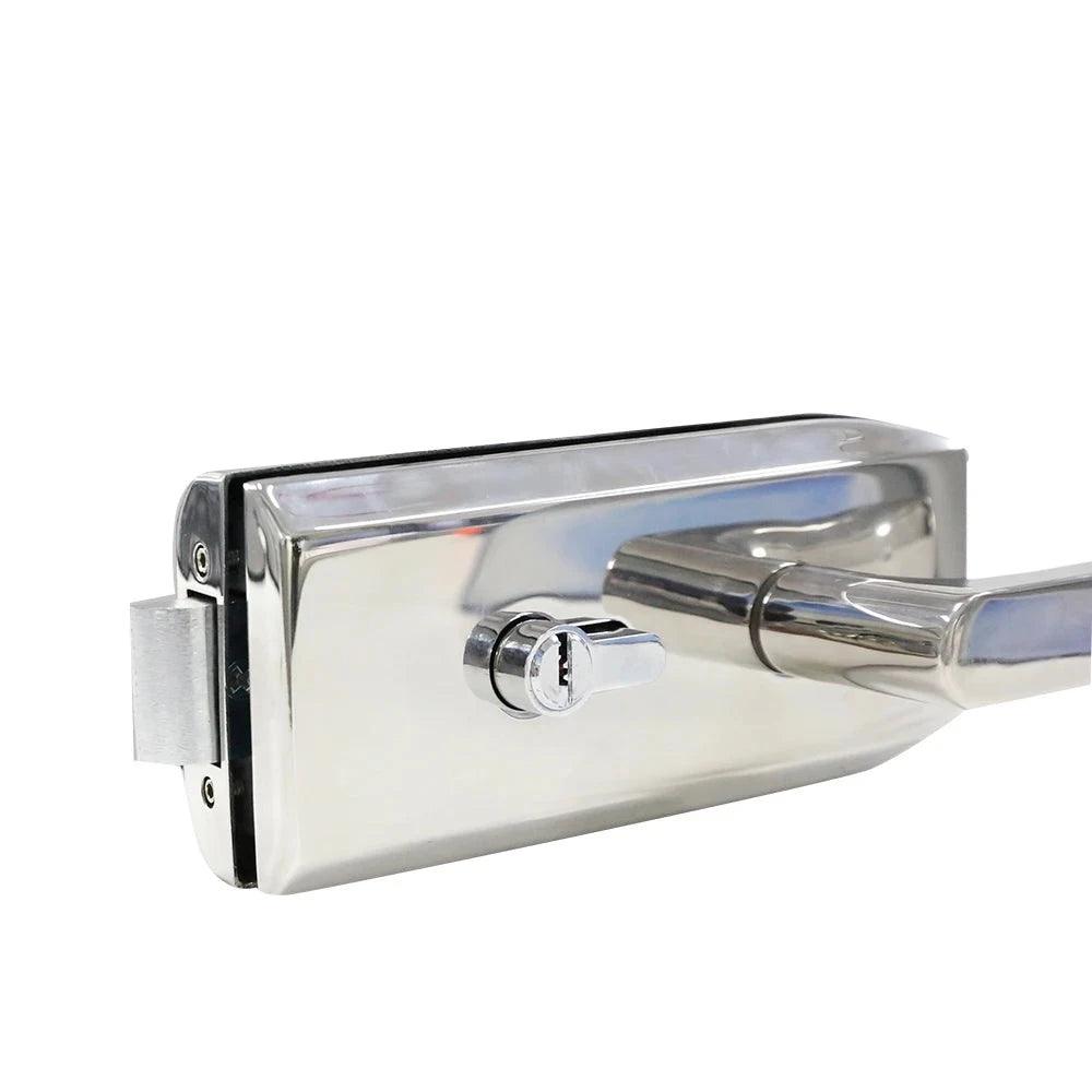 European Style Office Aluminum Frameless Swing Glass Door Lock Set With Handle - DoorLockMaster