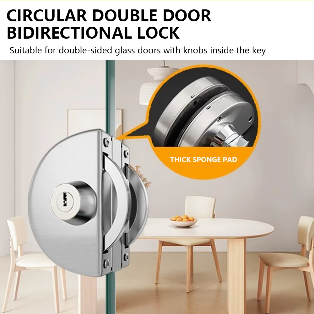 Glass Door Hardware Fitting Double Side SSS/PSS/Black/Gold Different Finish Key to Knob Central Glass Door Lock - Oray Hardware