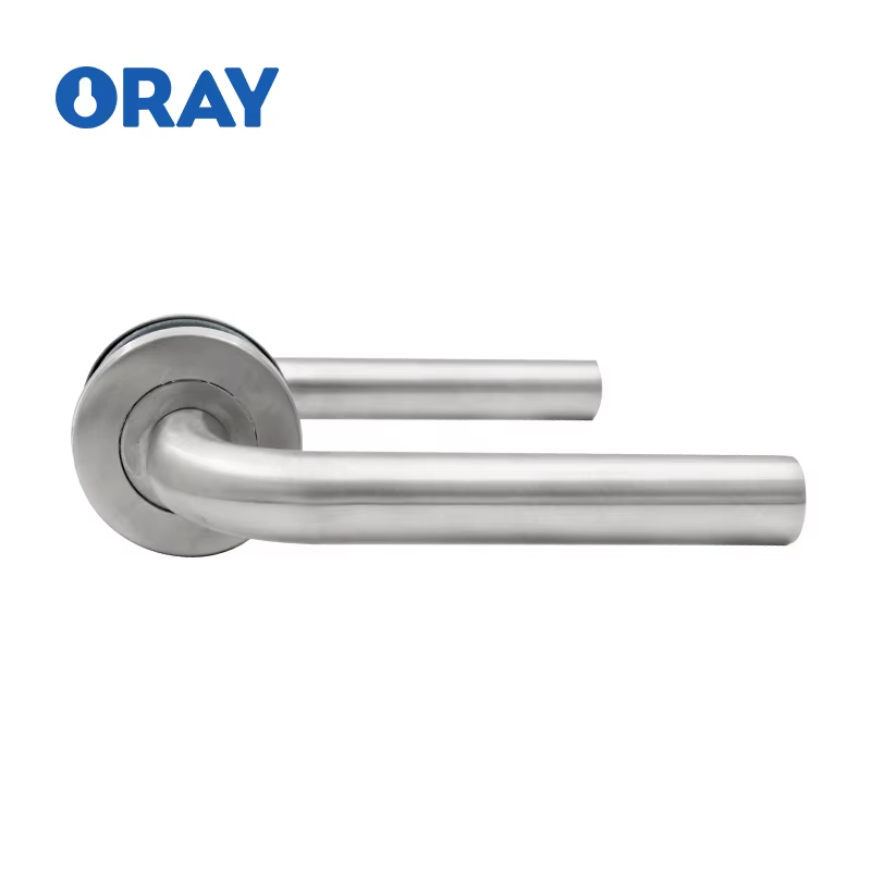 Modern Simple Design Zinc Alloy Cast Black Square Glass Door Handle Interior Door Handle Lock Set - Oray Hardware