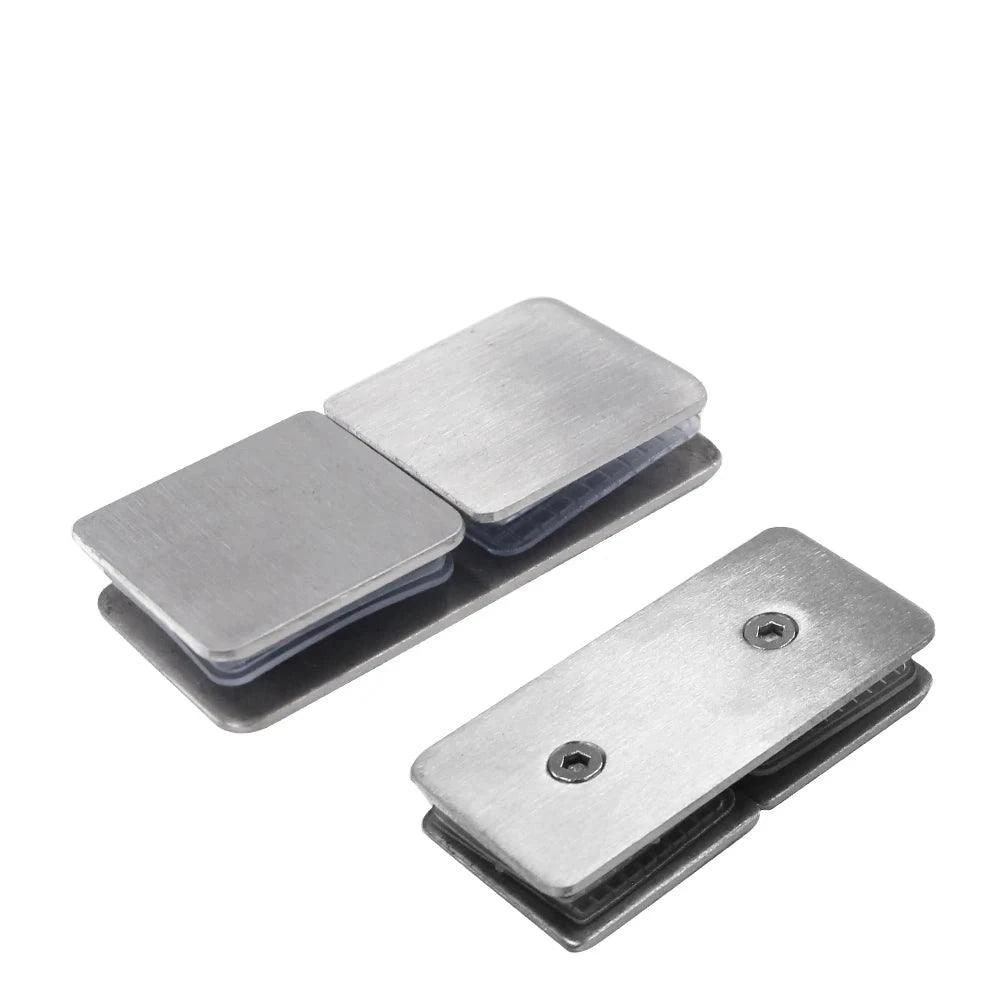 Drilled Bracket Panel Wall Clip Shower Bracket Shower Glass Clip 304 Stainless Steel Square Frameless Glass Clamp Connector - DoorLockMaster