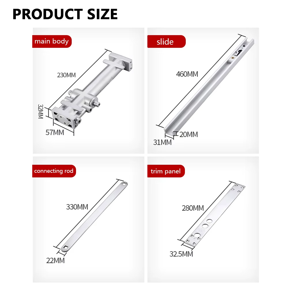 180 Degree Aluminum Automatic Soft Closing Door Closer Modern Hydraulic Sliding Door Adjustment Concealed Hydraulic Door Closer - Oray Hardware