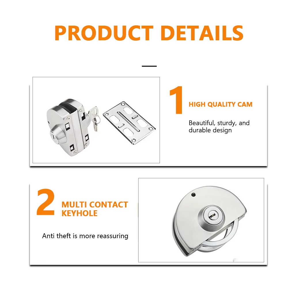 Glass Door Hardware Fitting Double Side SSS/PSS/Black/Gold Different Finish Key to Knob Central Glass Door Lock - Oray Hardware