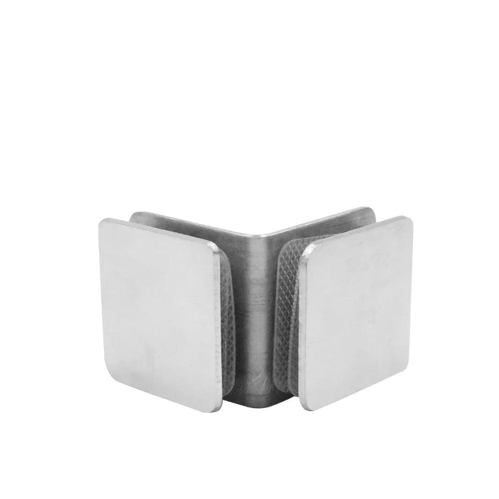 Frameless 90 Degree Double-Sided Square Corner Shower Door Pivot Hinge with Rails, Fence Spigot, and Glass Clamp for Balcony Railing - DoorLockMaster