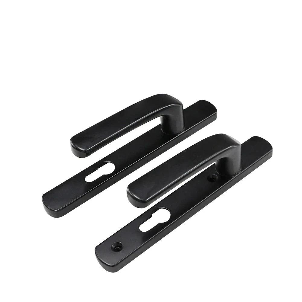 Modern Designer Black Aluminum Stainless Steel Plate Sliding Door Locks Lever Handle Set For Interior Doors - DoorLockMaster