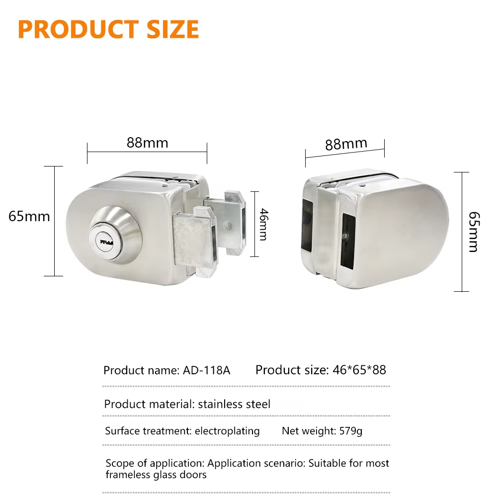 Free Sample Factory Price Double Side Frameless Glass Stainless Steel Sliding Glass Door Lock Glass Door With Lock - Oray Hardware