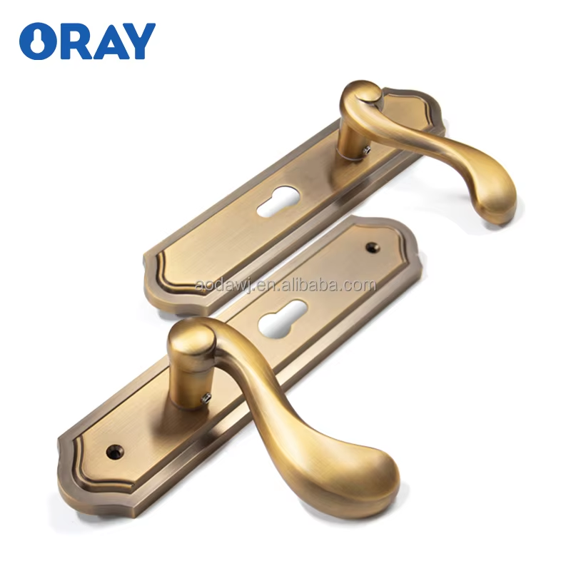 Wooden Door Lock and Handle Yellow Bronze Colored Kirsite Silent Door Opening Quiet Life High Quality Z6058-Z30 - Oray Hardware