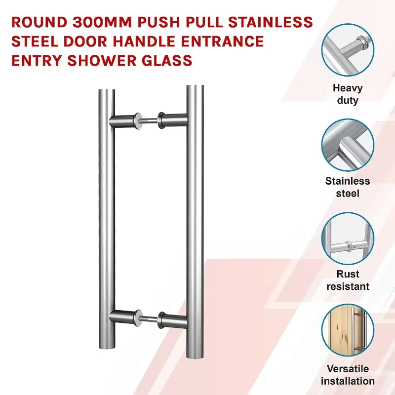 Modern H-Shaped Stainless Steel Shower Door Handle Custom Front Sliding Push Pull Glass Factory Window Door Handle for Bathroom - Oray Hardware