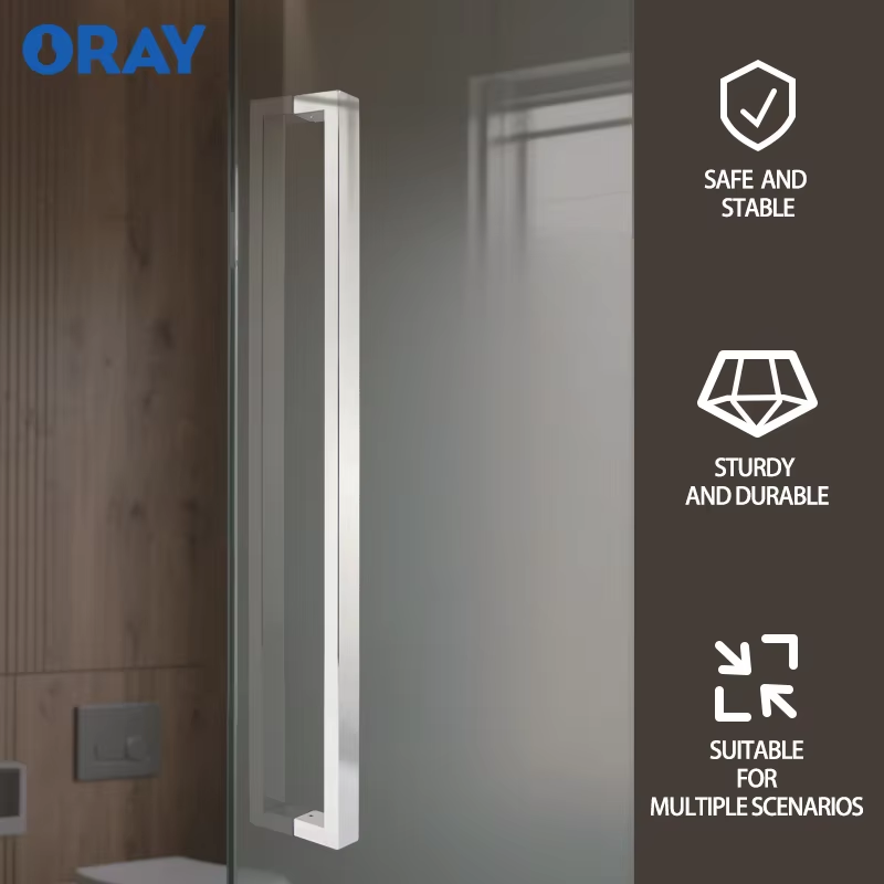 Frameless Glass Office Shower Room Bright Light 304 Stainless Steel H-Type Polished Rectangular Pipe Door Handle - Oray Hardware