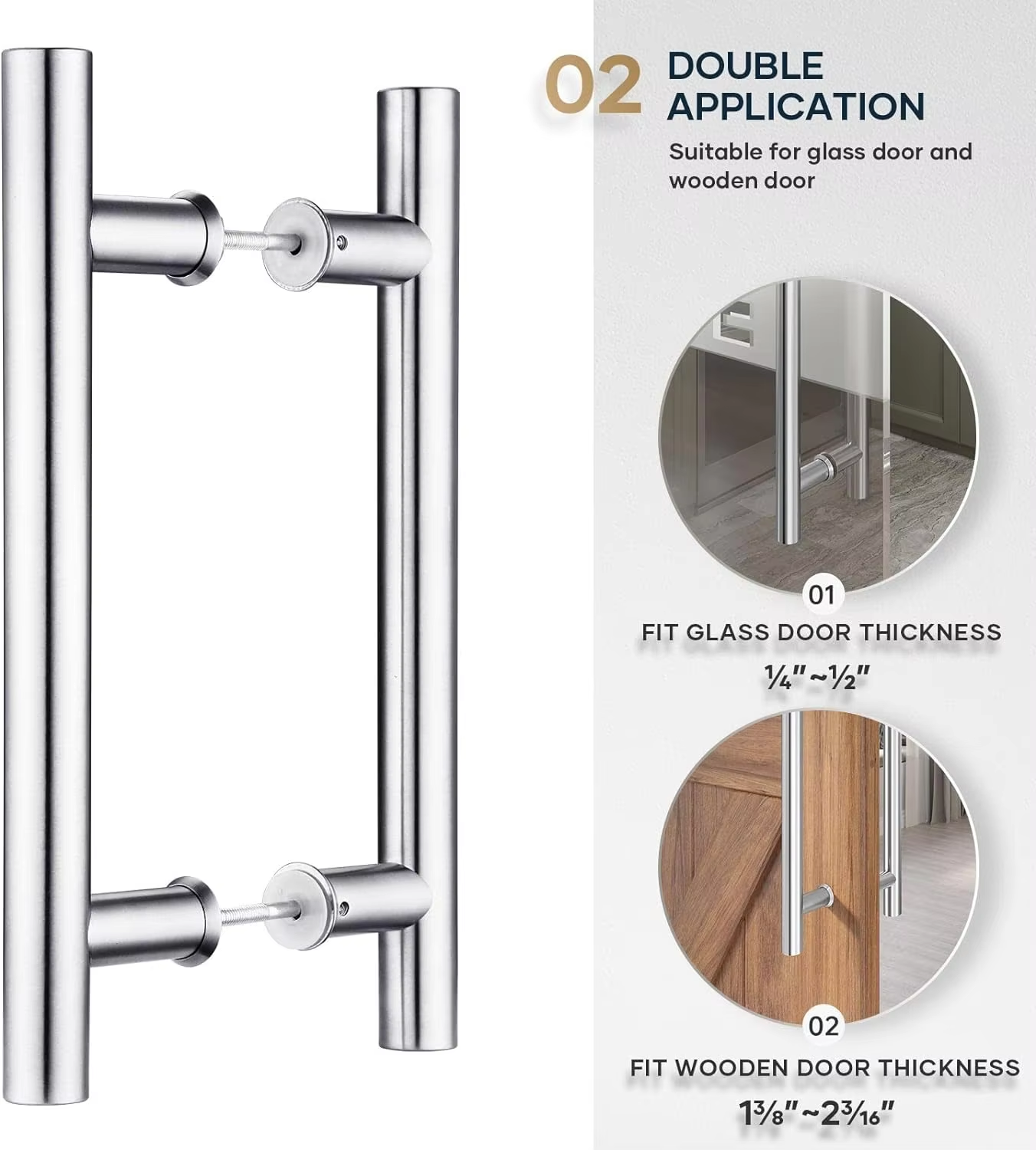 Modern H-Shaped Stainless Steel Shower Door Handle Custom Front Sliding Push Pull Glass Factory Window Door Handle for Bathroom - Oray Hardware