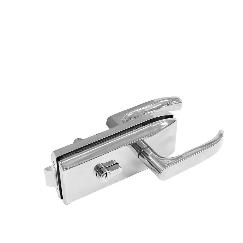 European Style Office Aluminum Frameless Swing Glass Door Lock Set With Handle - DoorLockMaster