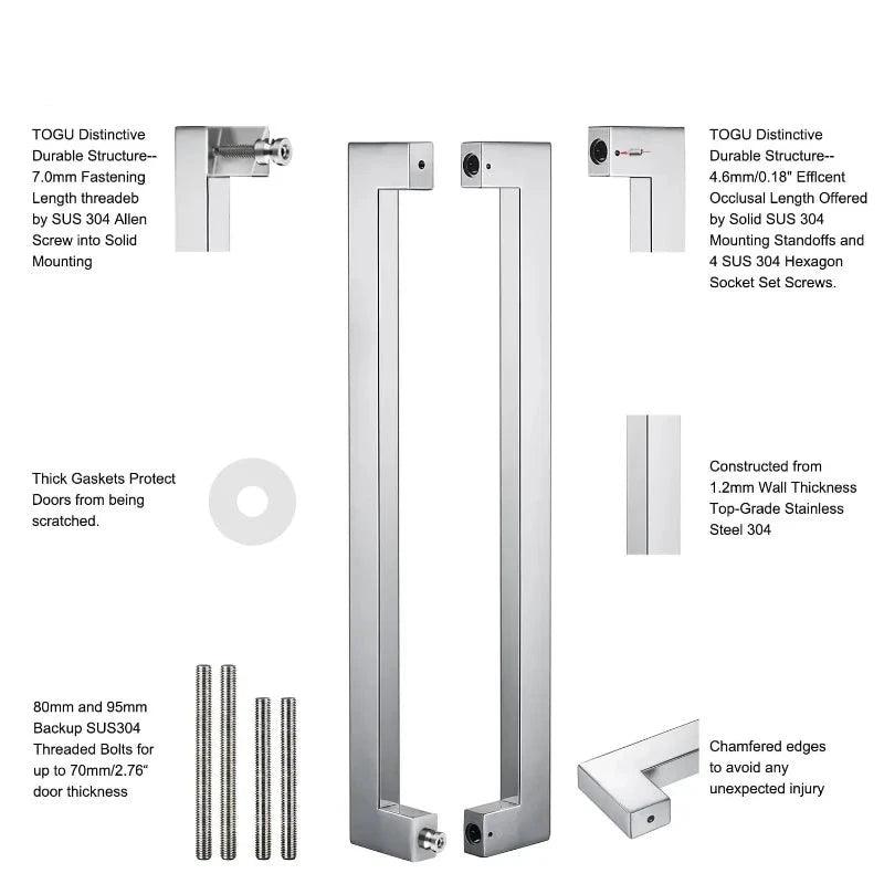 Factory Supply Modern Stainless Steel Square Mitred Tube Glass Door Pull Handle Entrance Door Pull Handle For Shower - DoorLockMaster