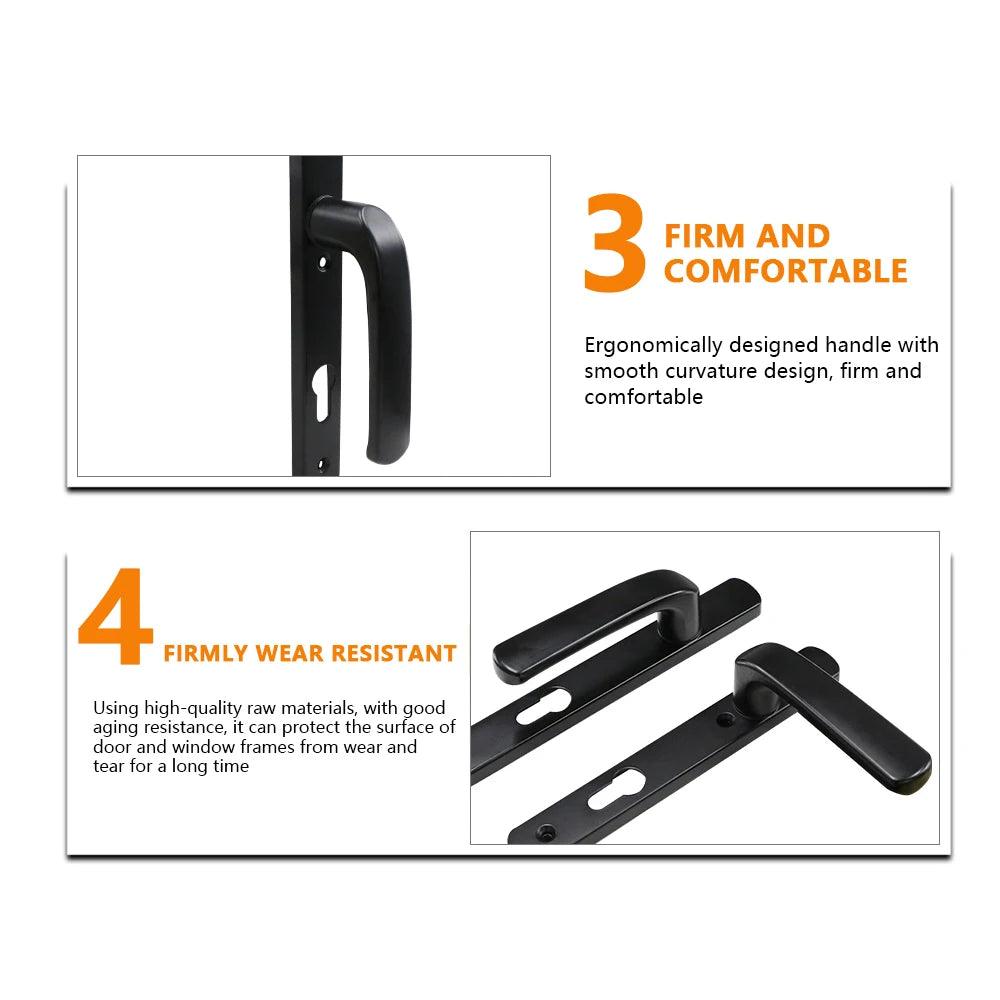 Modern Designer Black Aluminum Stainless Steel Plate Sliding Door Locks Lever Handle Set For Interior Doors - DoorLockMaster