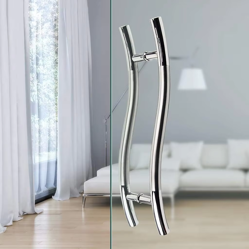 Hardware Bathroom Shower Interior S Shaped 201 or 304 Stainless Steel Double Sided Push Pull Frameless Glass Door Handle - Oray Hardware