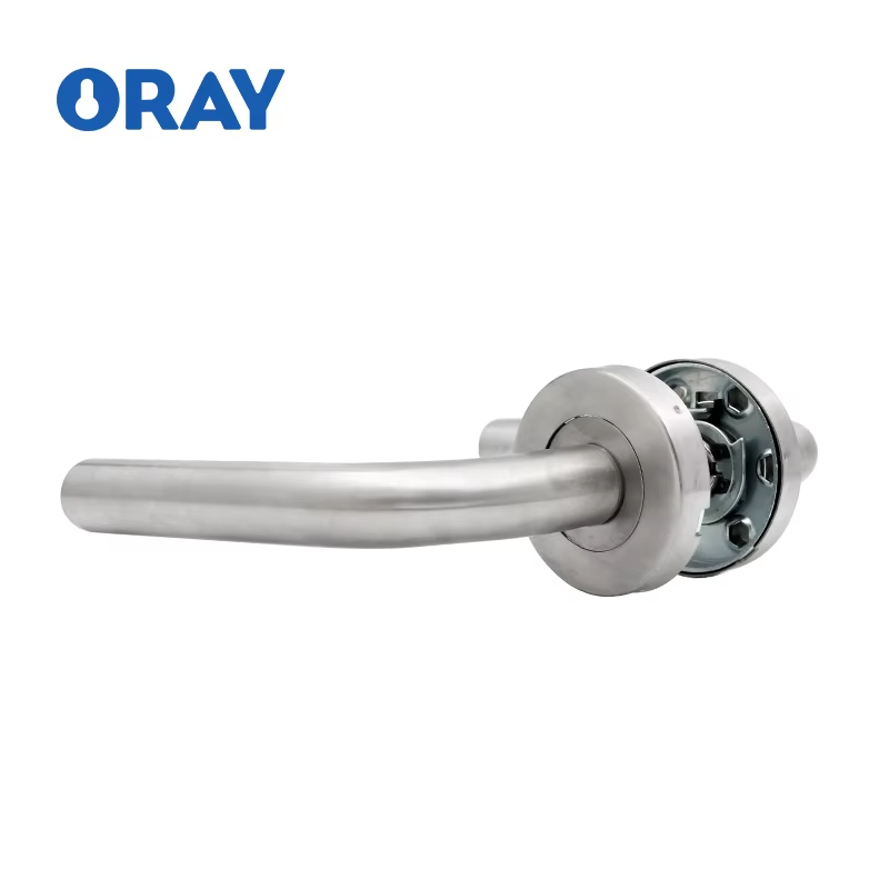 Modern Simple Design Zinc Alloy Cast Black Square Glass Door Handle Interior Door Handle Lock Set - Oray Hardware