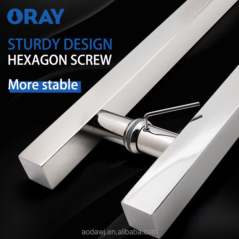 OEM Factory's Durable 304 Stainless Steel Cover Plate Thickened Modern Glass Door Handles for Hotels Malls Workshops-SECURE - Oray Hardware