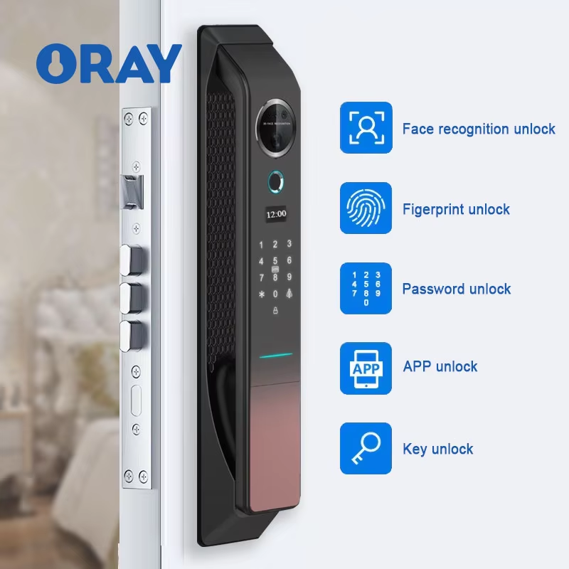 Home Office Household Room Waterproof Fir-proof 3D Face Recognition Remote Control Smart Door Lock with Camera Doorbell - Oray Hardware