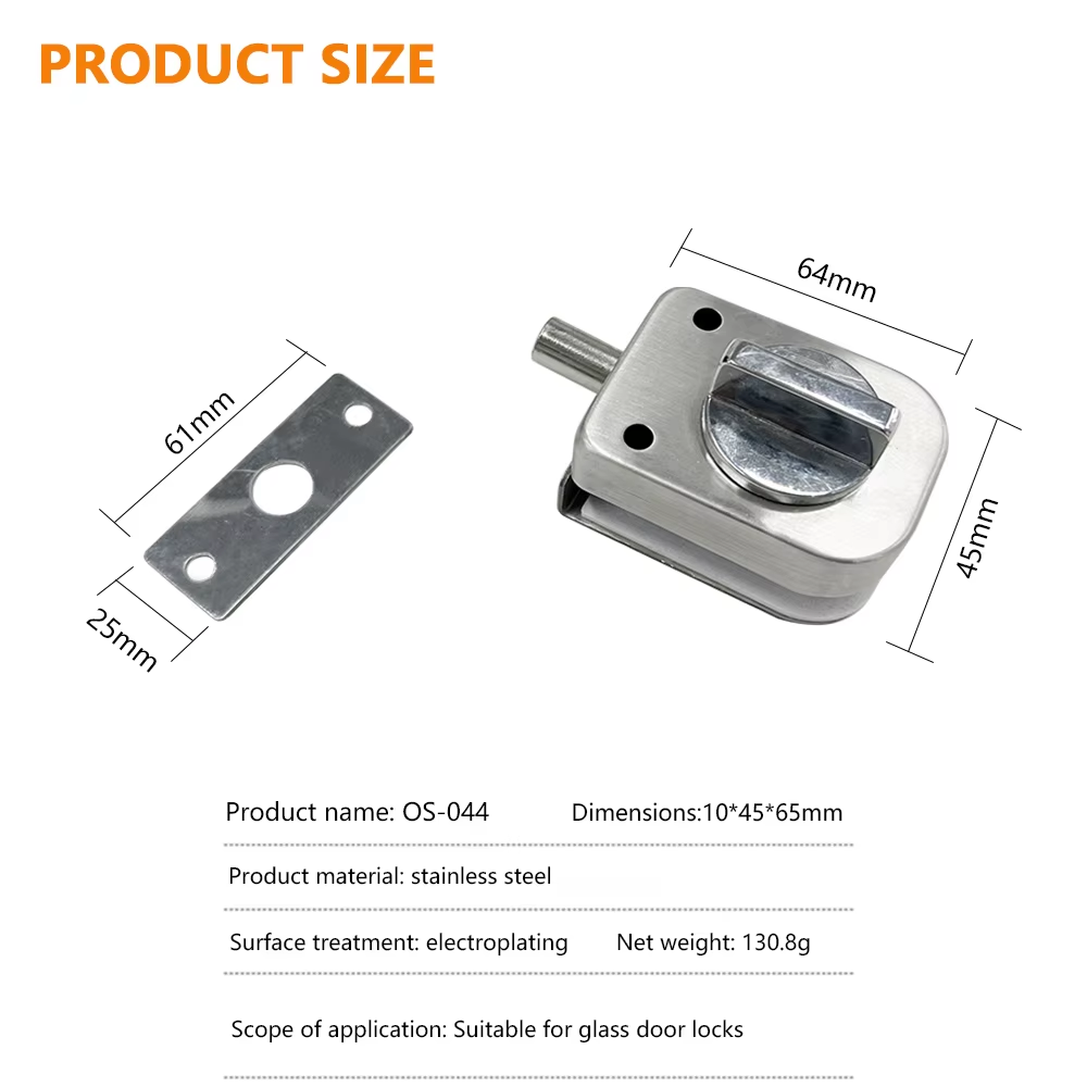 No Digging Stainless Steel Quality Door Frameless Body Single Hardware Fitting Glass Knob Lock for Bathroom - Oray Hardware
