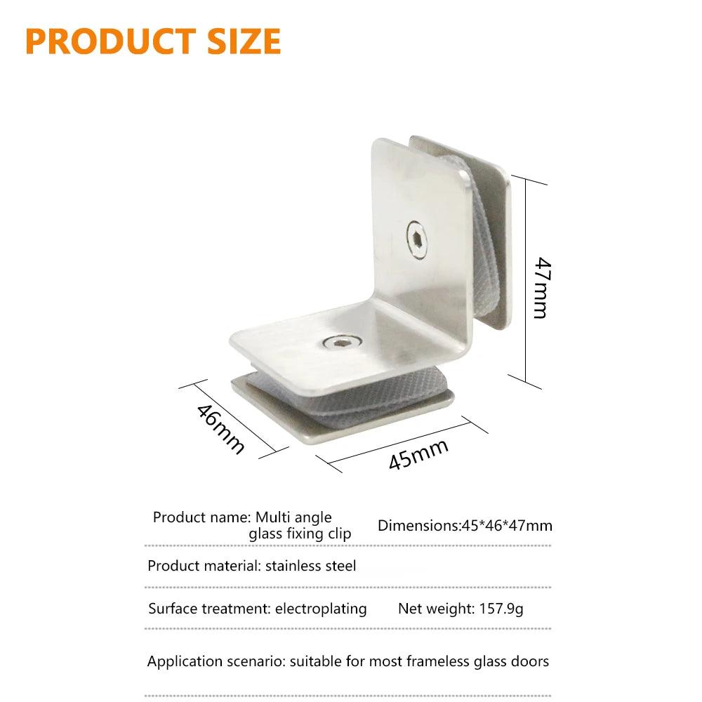 Frameless 90 Degree Double-Sided Square Corner Shower Door Pivot Hinge with Rails, Fence Spigot, and Glass Clamp for Balcony Railing - DoorLockMaster
