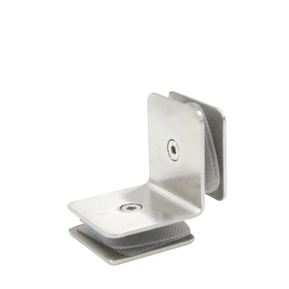 Frameless 90 Degree Double-Sided Square Corner Shower Door Pivot Hinge with Rails, Fence Spigot, and Glass Clamp for Balcony Railing - DoorLockMaster