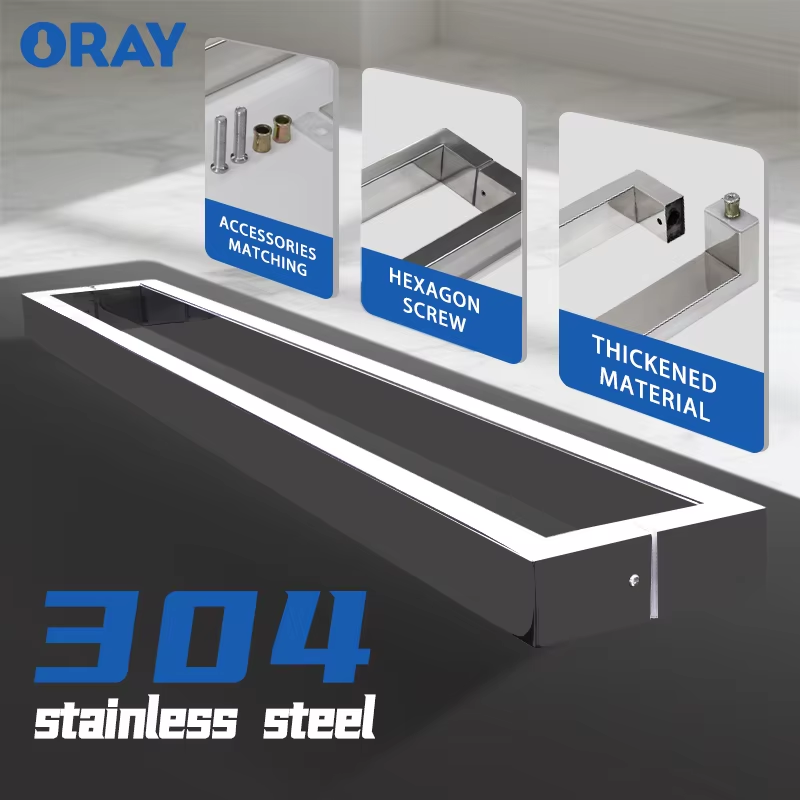Frameless Glass Office Shower Room Bright Light 304 Stainless Steel H-Type Polished Rectangular Pipe Door Handle - Oray Hardware
