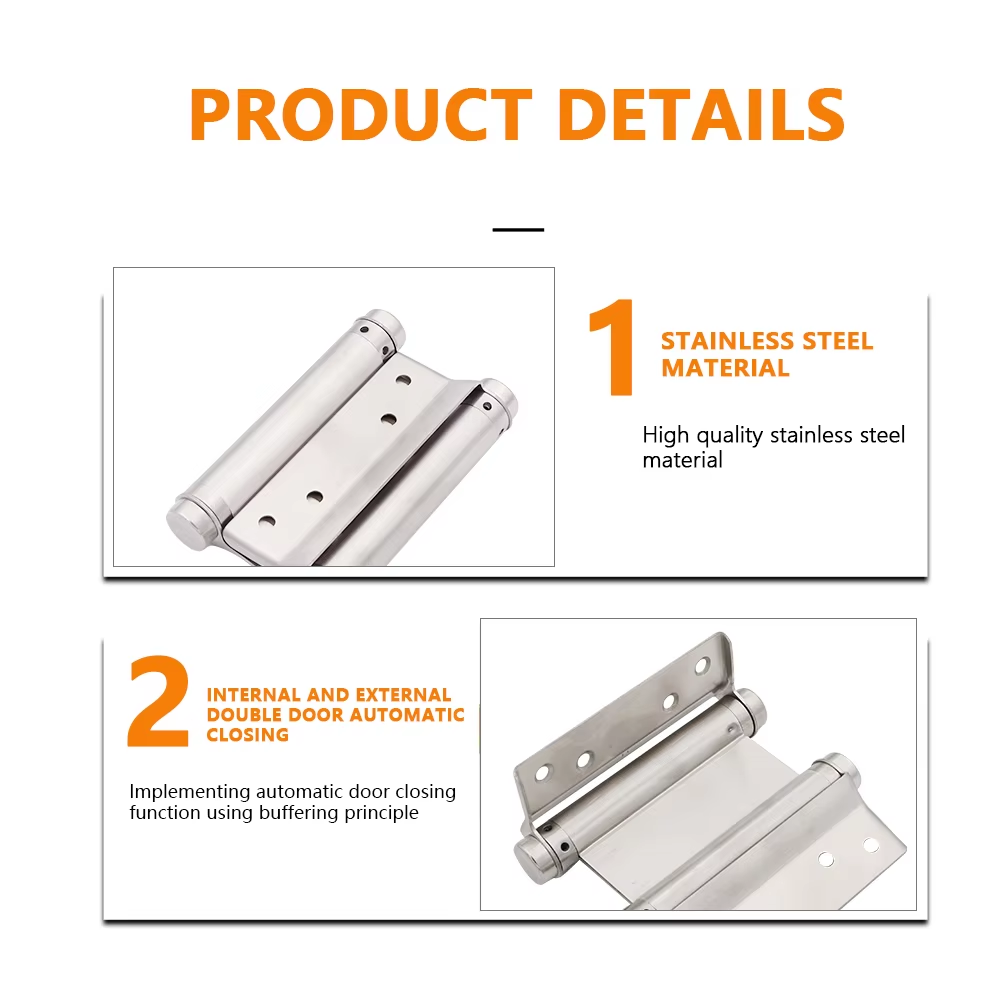 Manufacturer Stainless Steel Tension Welding Self Closing Adjustable Heavy Duty Double Action Spring Door Hinge for Wooden Door - Oray Hardware