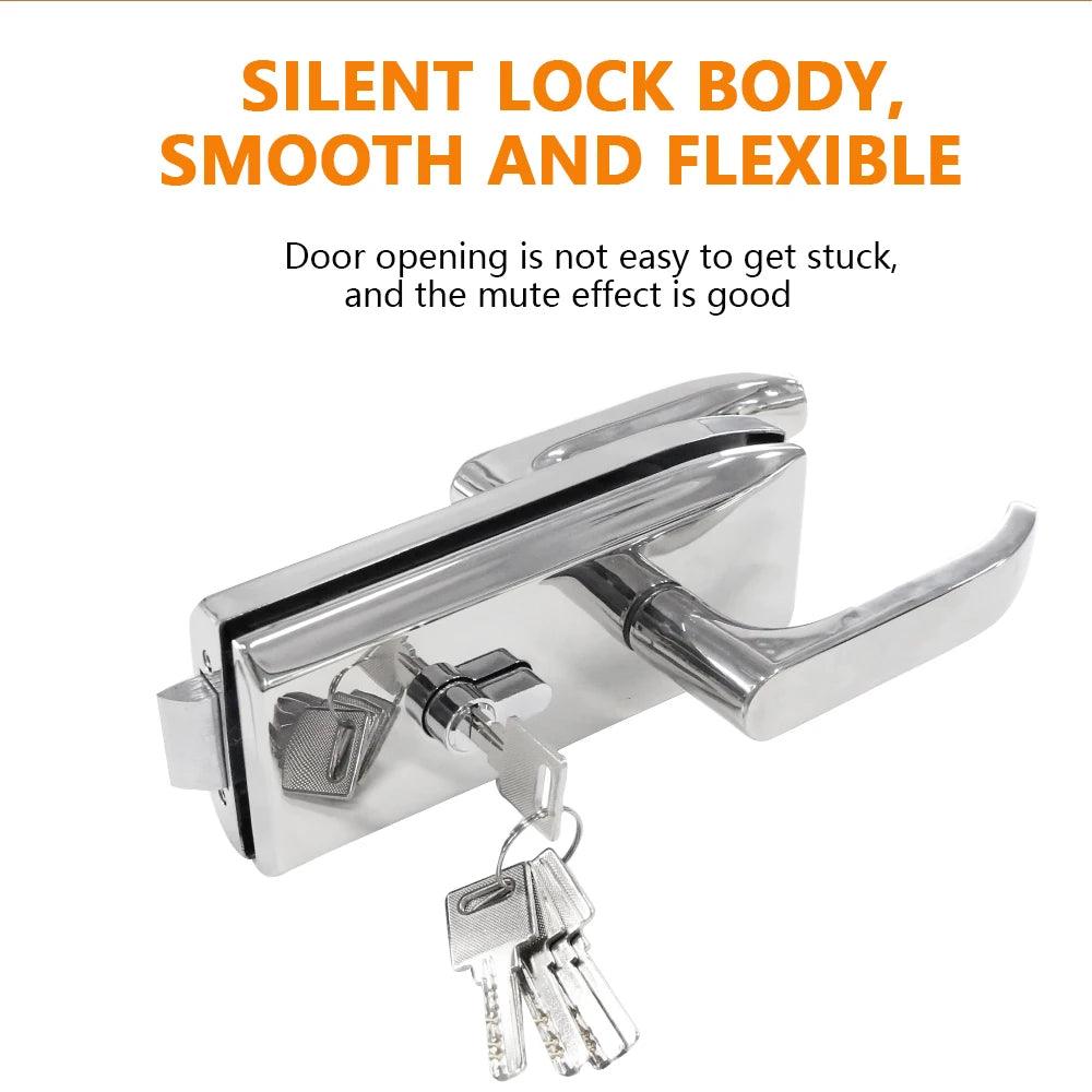 Frameless Glass Door Lock with Lever Handle Mortise Lock SS304 Door Lock Set with Brass Cylinder - DoorLockMaster