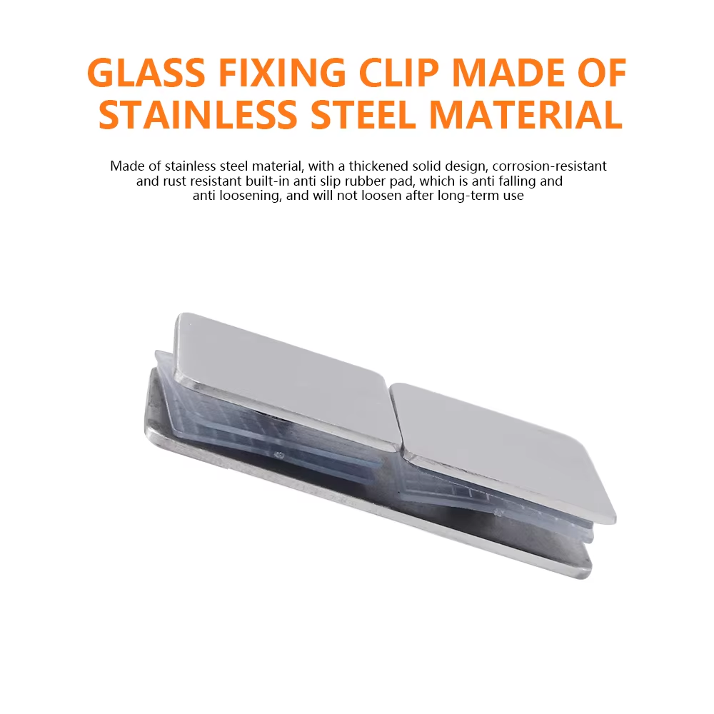 Drilled Bracket Panel Wall Clip Shower Bracket Shower Glass Clip 304 Stainless Steel Square Frameless Glass Clamp Connector - Oray Hardware