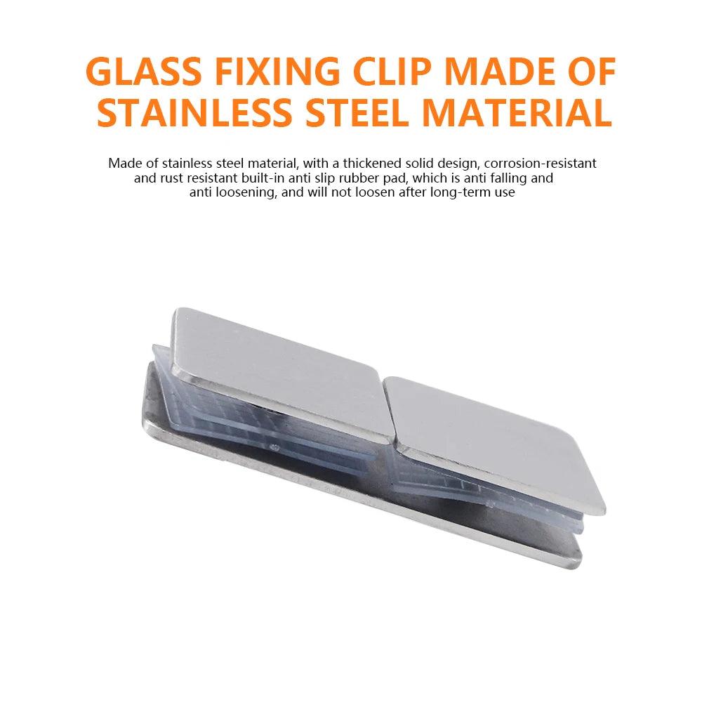 Drilled Bracket Panel Wall Clip Shower Bracket Shower Glass Clip 304 Stainless Steel Square Frameless Glass Clamp Connector - DoorLockMaster
