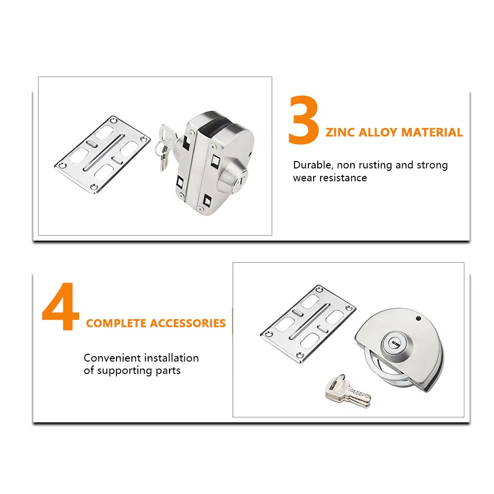 Glass Door Hardware Fitting Double Side SSS/PSS/Black/Gold Different Finish Key to Knob Central Glass Door Lock - Oray Hardware
