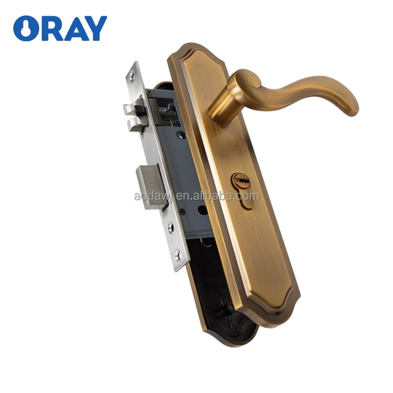 Wooden Door Lock and Handle Yellow Bronze Colored Kirsite Silent Door Opening Quiet Life High Quality Z6058-Z30 - Oray Hardware
