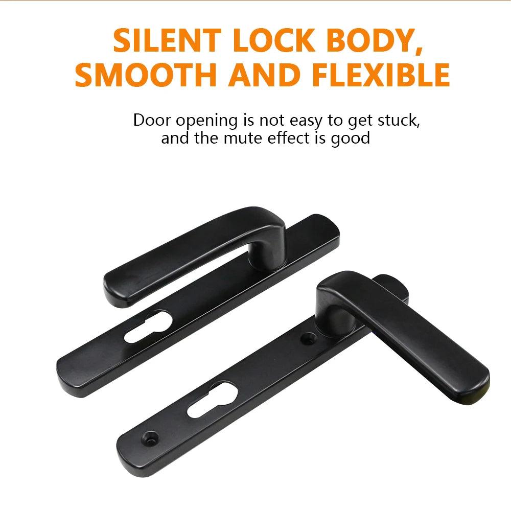 Modern Designer Black Aluminum Stainless Steel Plate Sliding Door Locks Lever Handle Set For Interior Doors - DoorLockMaster