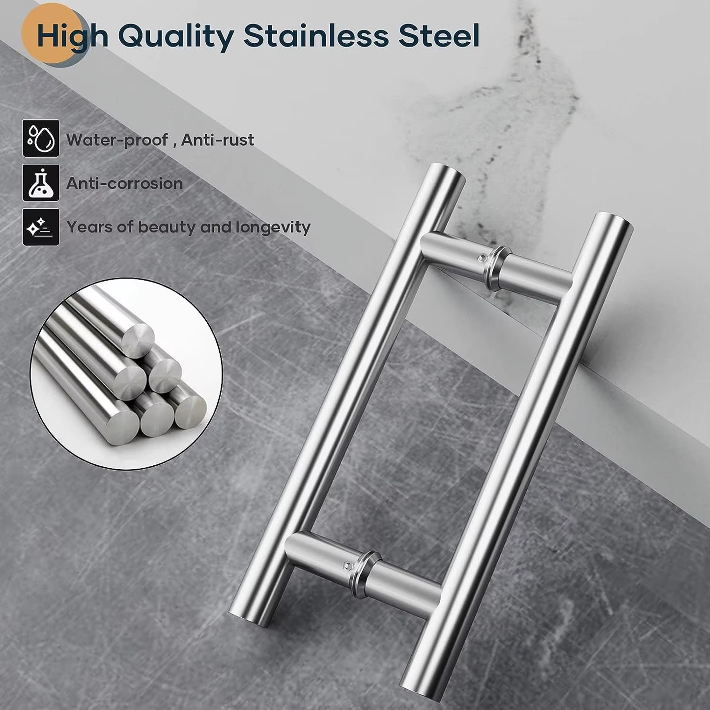 Modern H-Shaped Stainless Steel Shower Door Handle Custom Front Sliding Push Pull Glass Factory Window Door Handle for Bathroom - Oray Hardware