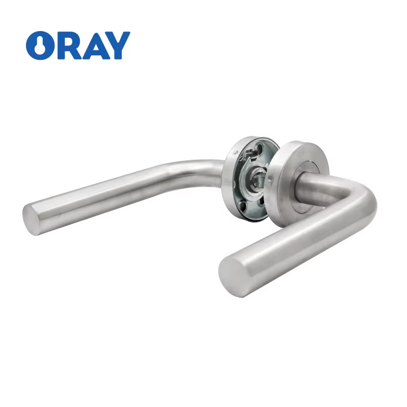 Modern Simple Design Zinc Alloy Cast Black Square Glass Door Handle Interior Door Handle Lock Set - Oray Hardware