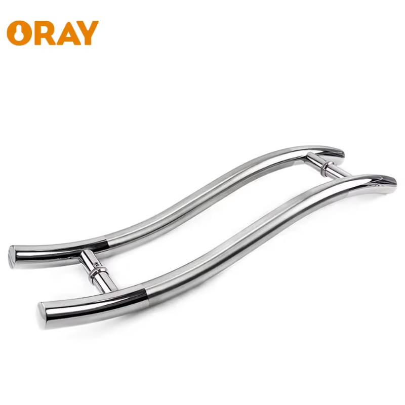 Hardware Bathroom Shower Interior S Shaped 201 or 304 Stainless Steel Double Sided Push Pull Frameless Glass Door Handle - Oray Hardware
