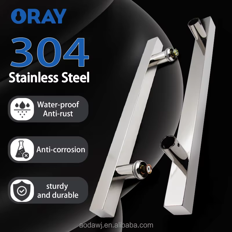 OEM Factory's Durable 304 Stainless Steel Cover Plate Thickened Modern Glass Door Handles for Hotels Malls Workshops-SECURE - Oray Hardware