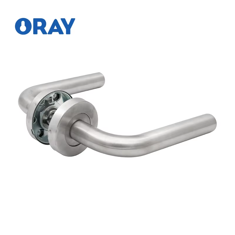 Modern Simple Design Zinc Alloy Cast Black Square Glass Door Handle Interior Door Handle Lock Set - Oray Hardware