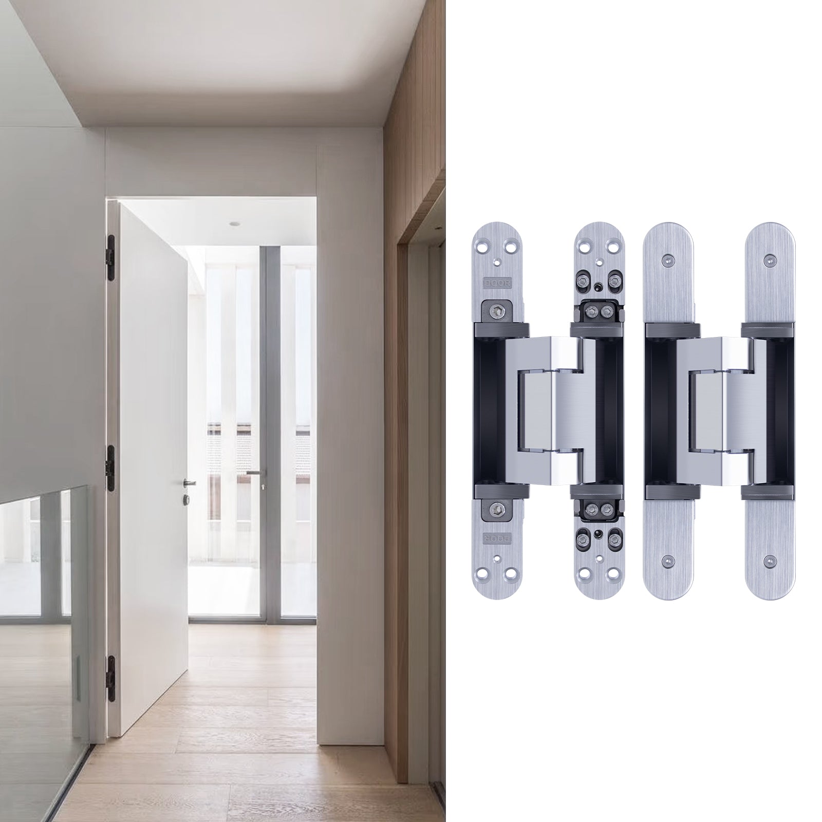 3D Adjustable 180 Degree Invisible Hidden Cross Hinge for Wooden Secret Door - Oray Hardware