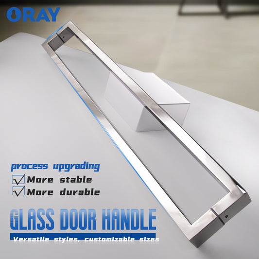 Frameless Glass Office Shower Room Bright Light 304 Stainless Steel H-Type Polished Rectangular Pipe Door Handle - Oray Hardware