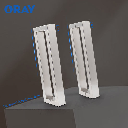 Modern Design Stainless Steel Shower Room Handle Custom Square Kitchen Wooden Door Glass Surface Mounted Handle for Bathroom - Oray Hardware