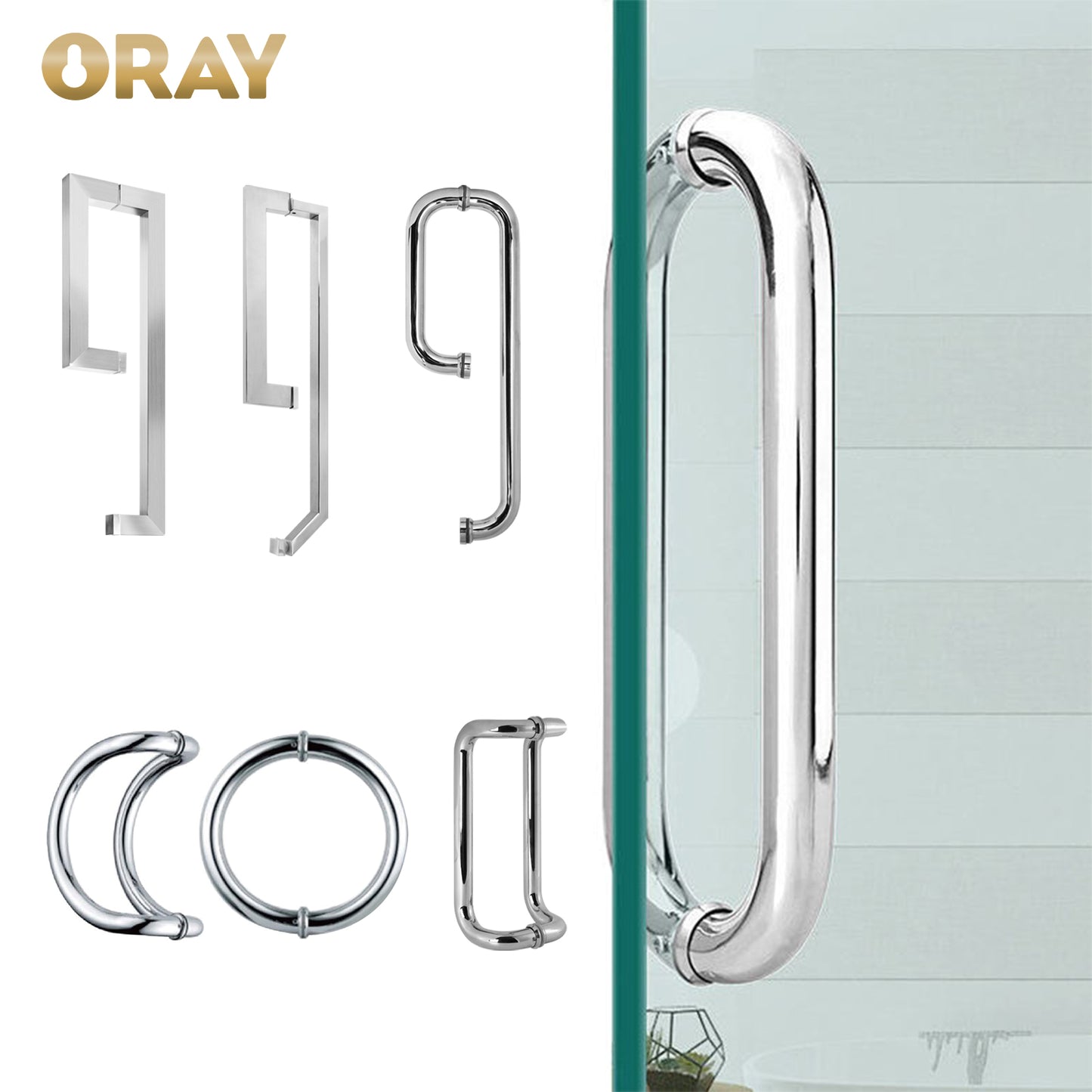 Modern Design Glass Door Handle Easy Installation Hotel Bathroom Shower Cabin Handle Stainless Shower Door Handle Tubular - Oray Hardware