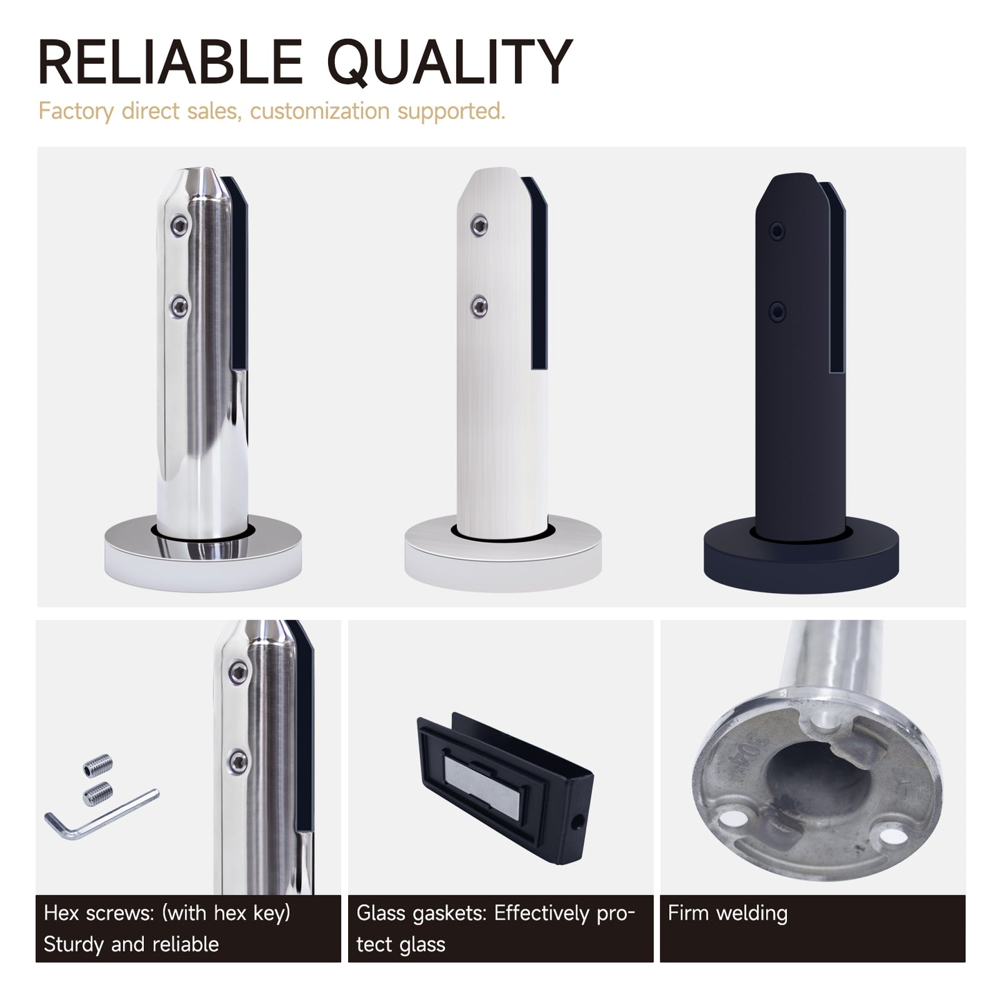 Frameless Glass Fence Spigots Black Stainless Steel Outdoor Pool Spigots - Oray Hardware